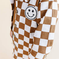 Lucky Panda Kids - Shacket | Smiley Checkered Copper
