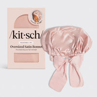 KITSCH - Adjustable Oversized Satin Bonnet- Blush