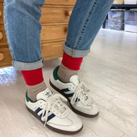 CHALET SOCKS - Oat/Apple Colourblock