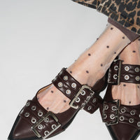 SHEER DOTS SOCKS - Cocoa