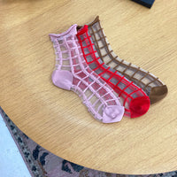SHEER FRENCH WINDOW SOCKS - Nutmeg