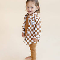 Lucky Panda Kids - Shacket | Smiley Checkered Copper