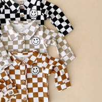 Lucky Panda Kids - Shacket | Smiley Checkered Copper