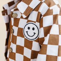 Lucky Panda Kids - Shacket | Smiley Checkered Copper