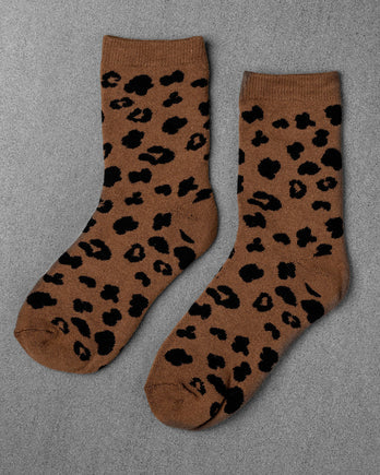 LEOPARD SOCKS - Cocoa