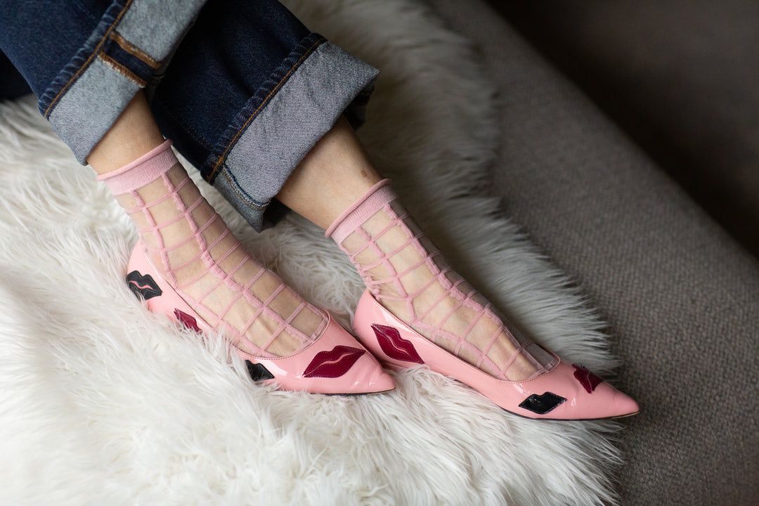 SHEER FRENCH WINDOW SOCKS - Petal