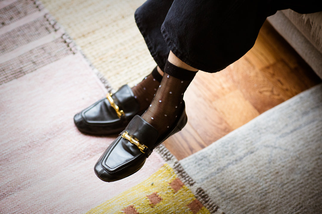 SHEER DOTS SOCKS - Black