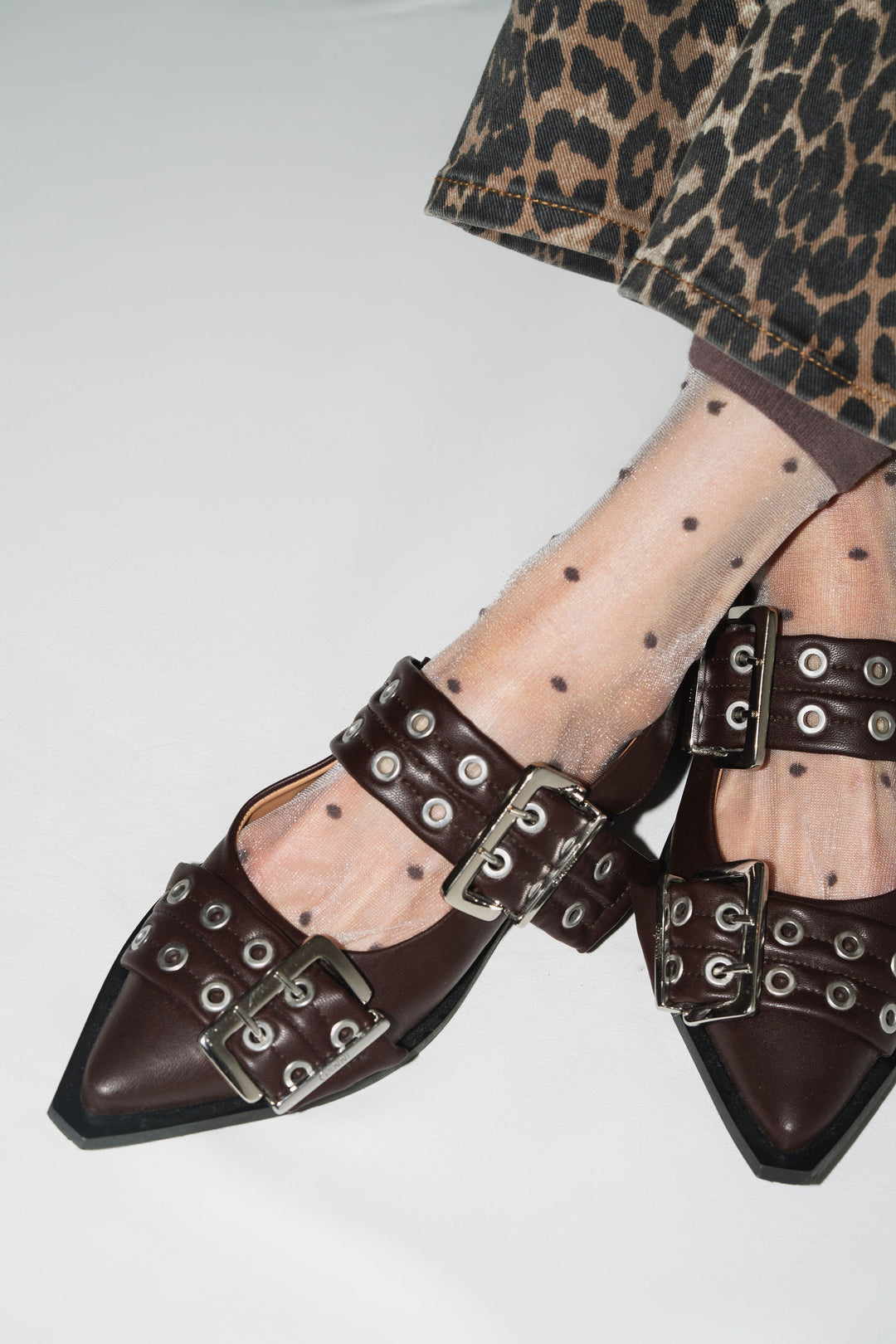 SHEER DOTS SOCKS - Cocoa