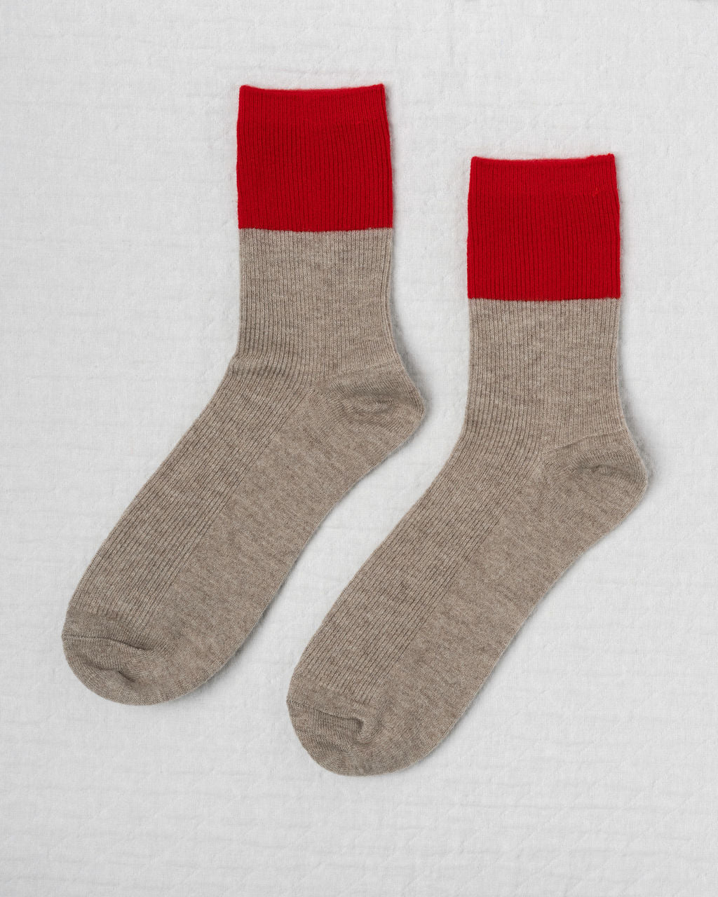 CHALET SOCKS - Oat/Apple Colourblock